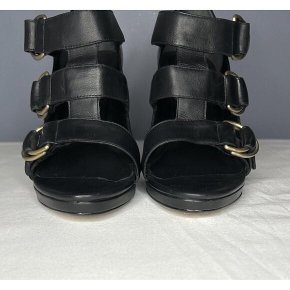 Vintage Cole Haan High Heels Shoes Women 8.5 Black Leather Buckle Strap Open Toe - Picture 5 of 16